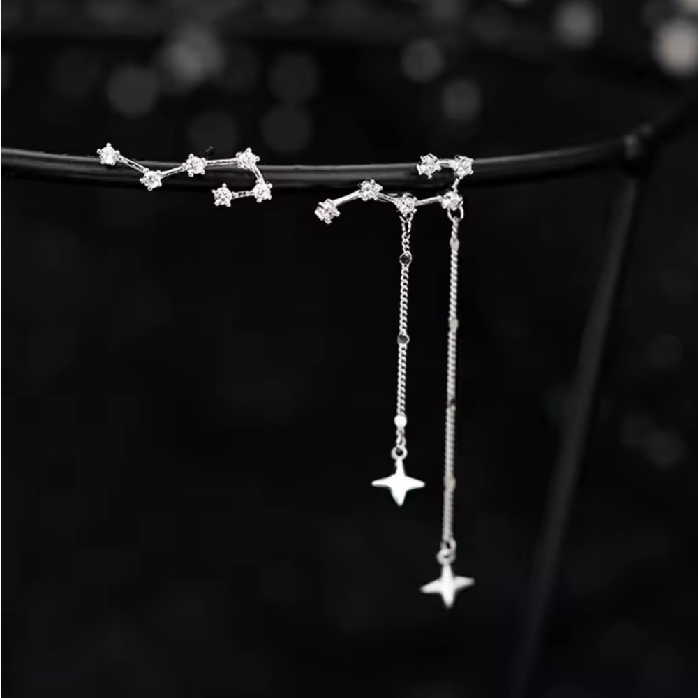 925 Sterling Silver Big & Little Dipper Constellation Star Stud Dangle Earrings - Picture 10 of 10